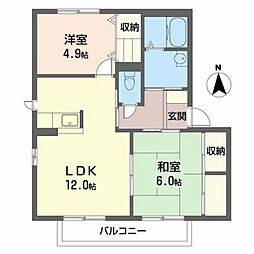 アルカディアコート3 2LDKの間取図画像