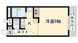 レオパレスレヴェルベール1 1Kの間取図画像