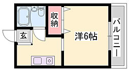 コーポ神明 1Kの間取図画像