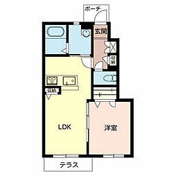ヒメコウライグリーン 1LDKの間取図画像
