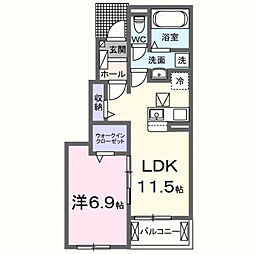 グランドールII 1LDKの間取図画像