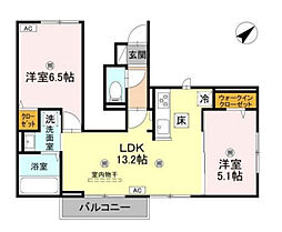 トリシア八代 2LDKの間取図画像