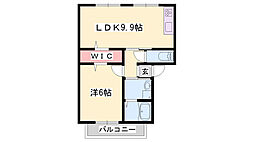 サンシティ米田A棟 1LDKの間取図画像