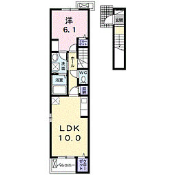 VentVert田寺B棟 1LDKの間取図画像