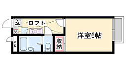 レオパレス神屋2 1Kの間取図画像