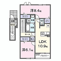 チェリーチ東同心町 2LDKの間取図画像