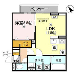 D-PLACE良野 1LDKの間取図画像