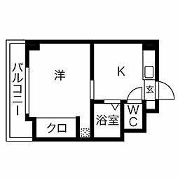 ハッピーコート豊沢 1Kの間取図画像