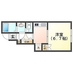 サンフォルテ三木西 1Kの間取図画像