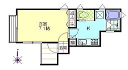 トレリス 1Kの間取図画像