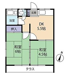 第一グリーンハイツ 2DKの間取図画像