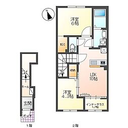 ヴェルジュ 2LDKの間取図画像