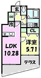 ヒルサイドマルシ2 1LDKの間取図画像