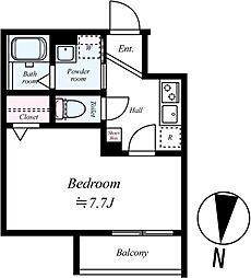 GRADUS平塚III 1Kの間取図画像