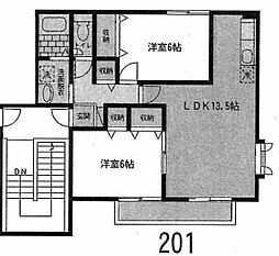 ヴィラナイト・B棟 2LDKの間取図画像