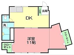 地建ハイツ 1DKの間取図画像