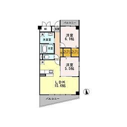 エレガントヴィラ 2LDKの間取図画像