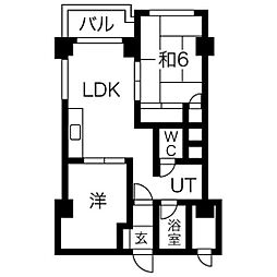 ドミ円山 2LDKの間取図画像