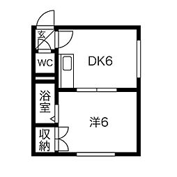 プログレスビル 1DKの間取図画像