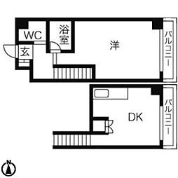 メープル北円山 1DKの間取図画像