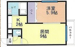 コンフォート琴似 1LDKの間取図画像