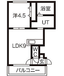 プルーフガーデン山の手 1LDKの間取図画像