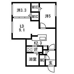 札幌市西区八軒三条西2丁目マンション 2LDKの間取図画像