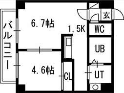 S-FORT北円山 1LDKの間取図画像