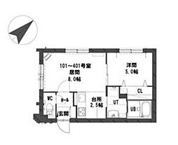 グランメール発寒6-10 1LDKの間取図画像