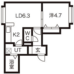 クラージュ24 1LDKの間取図画像