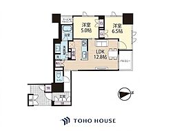 ブランズタワー谷町四丁目 2LDKの間取図画像