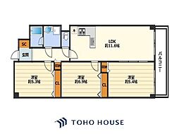 ローレルハイツ大淀1号棟 3LDKの間取図画像