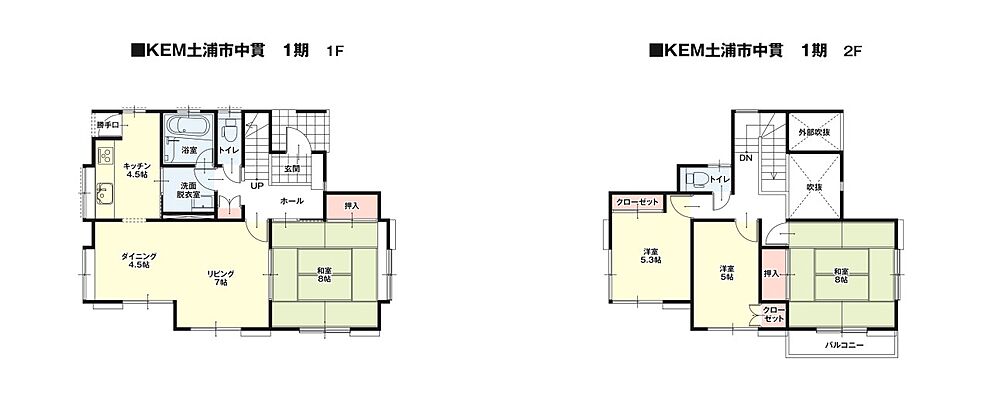 間取り KEM土浦市中貫1期　中古戸建