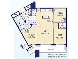 スカイズタワー&ガーデン 3LDKの間取図画像