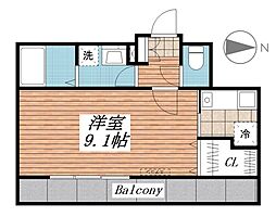 MRR宇都宮 1Kの間取図画像