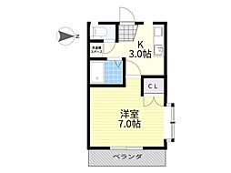 グランデージュFUJIA 1Kの間取図画像