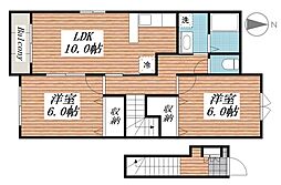 アニメート・ヴィラE 2LDKの間取図画像