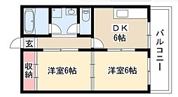 コーポあさひや 2DKの間取図画像