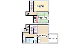 宇佐美マンション 2LDKの間取図画像