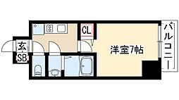 クラシタイヤー新栄 1Kの間取図画像