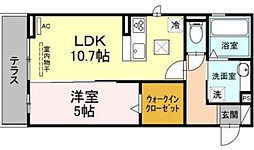 メゾン長栄 1LDKの間取図画像