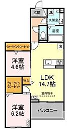 アスティオンいわき 2LDKの間取図画像