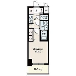 S-RESIDENCE星ヶ丘 1Kの間取図画像