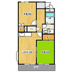 鈴の木ハイツB 2LDKの間取図画像