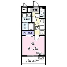 コンフォート・テラス 1Kの間取図画像