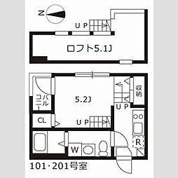 サダルスウド 1Kの間取図画像