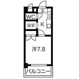 シャンポール大須 1Kの間取図画像
