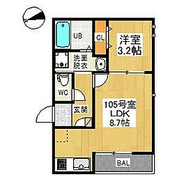 グランティックリブラ浅間町 1LDKの間取図画像