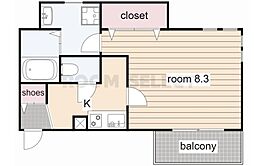 KSmart今池 1Kの間取図画像