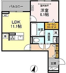 ビスタレイルウェイ八田 1LDKの間取図画像